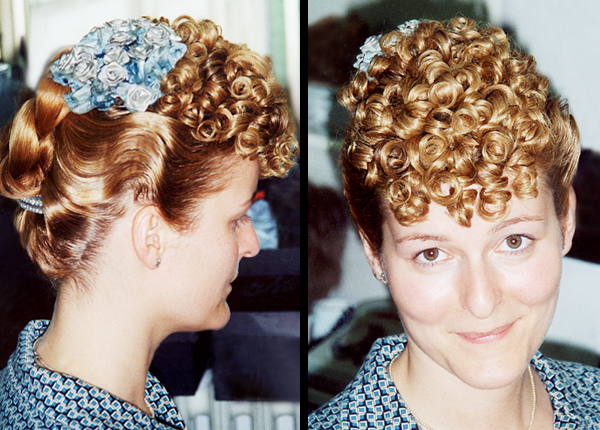 Eigenhaarfrisur Jahrhundertwende (1890-1910) mit Zopfteil Bild 2